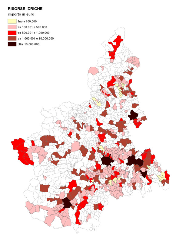 Numero interventi per comune - RISORSE IDRICHE